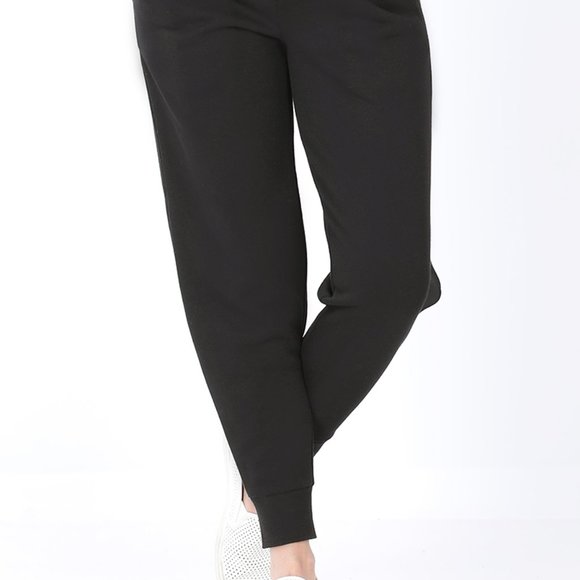 Women's Jogger Sweatpants Black Elastic Waistband - Picture 2 of 9